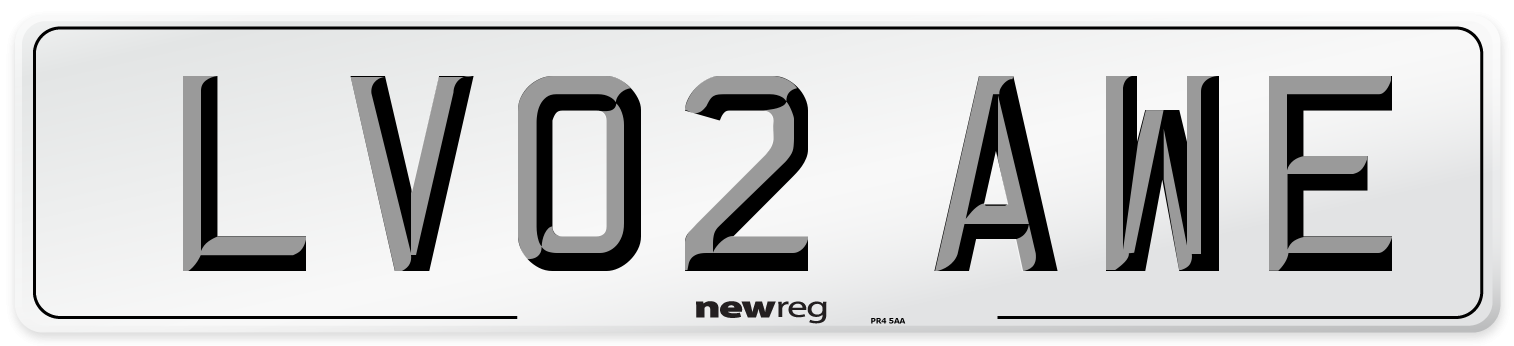 LV02 AWE Number Plate from New Reg